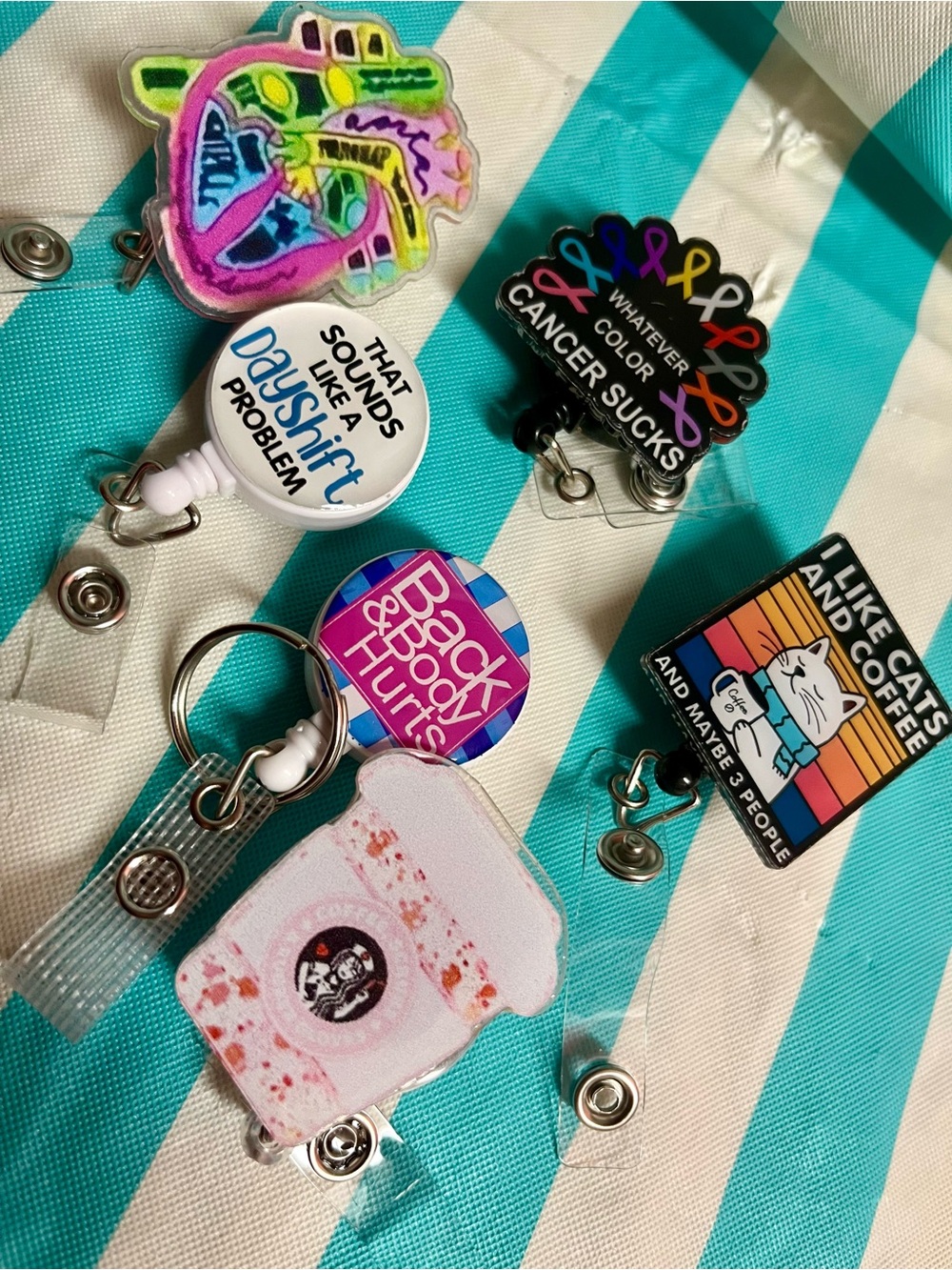 Assorted Multi-Color Badge Reel Set -  set of 6 Women or men Accessories